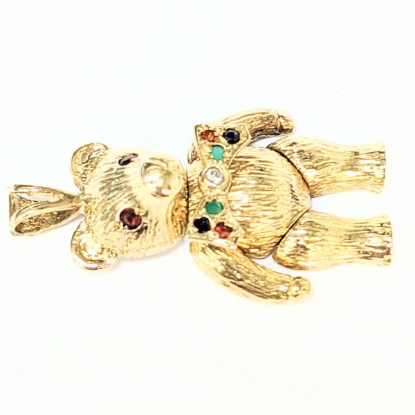 9ct Gold Stone Set Animated Bear Pendant