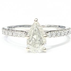 18ct White Gold Certificated Pear Shape Diamond Ring 1.02ct
