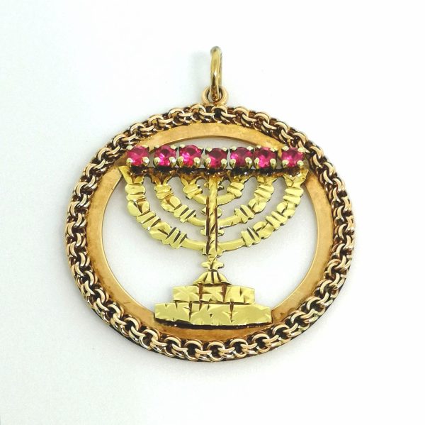 14ct Rose gold MENORAH pendant