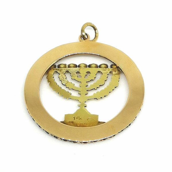 14ct Rose gold MENORAH pendant