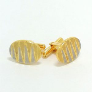 18ct Gold 2 Colour Zig-Zag Design Cufflinks