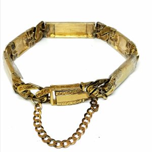 9ct Gold Curb And Bar Style ID Bracelet