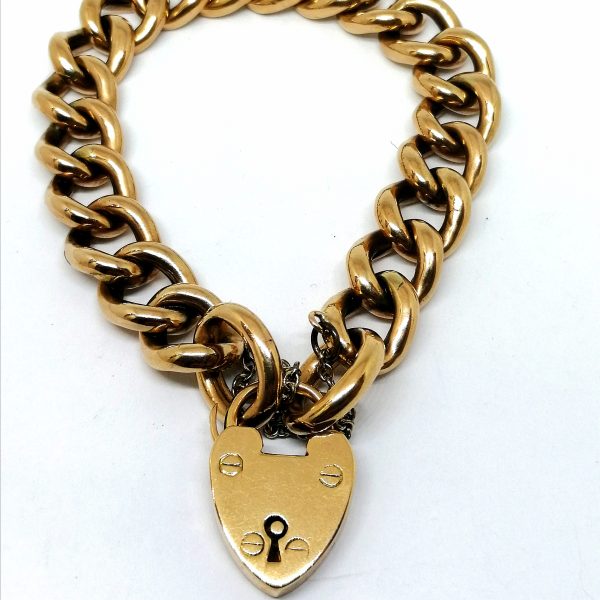 9ct Antique 9ct Rose Gold Curb Link Bracelet