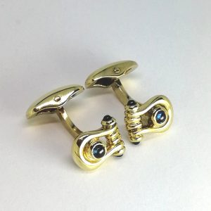 14ct Gold Sapphire Set Cufflinks