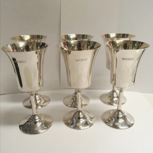 1960s Vintage Set of 6 Silver Goblets