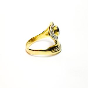 18ct Gold Diamond & Sapphire Snake Style Ring (London 1989)