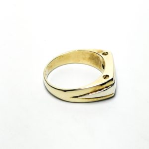 9ct Gold Two Tone Diamond Detail Signet Ring