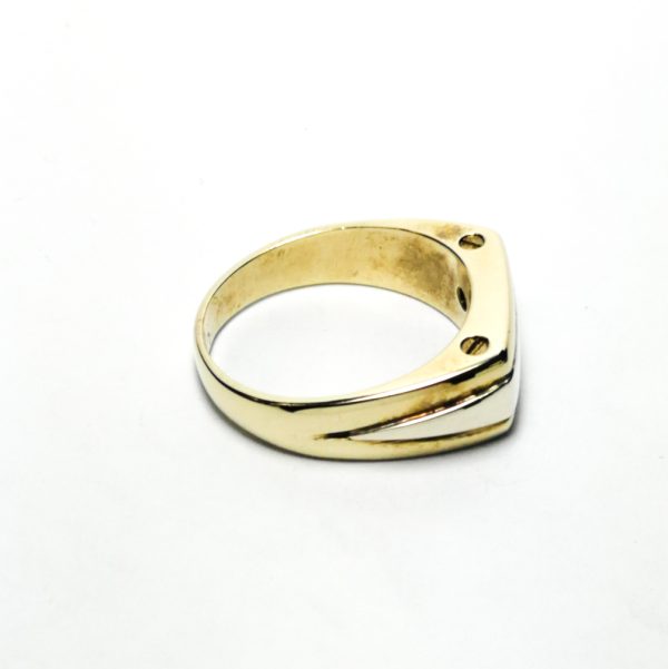 9ct Gold Two Tone Diamond Detail Signet Ring