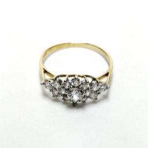 9ct Gold CZ Cluster Ring