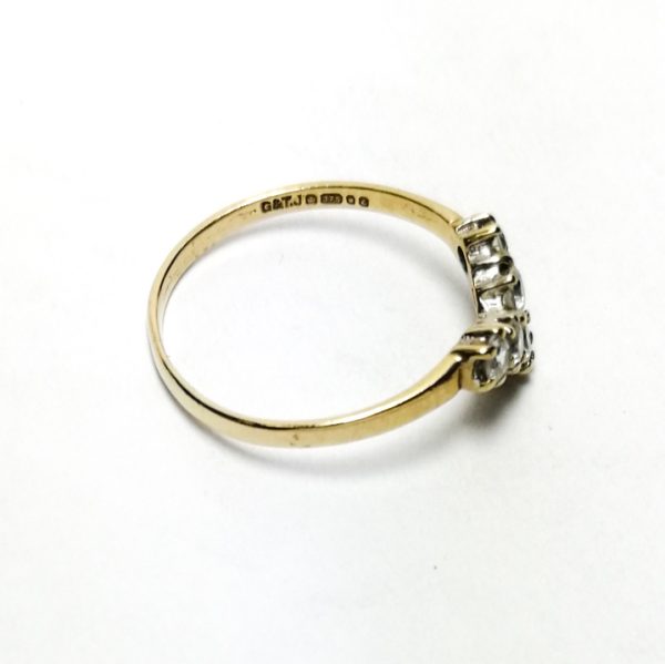 9ct Gold CZ Wishbone Ring (1985)