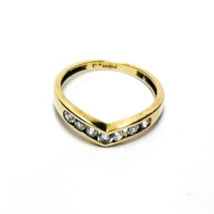 9ct Gold CZ Wishbone Ring