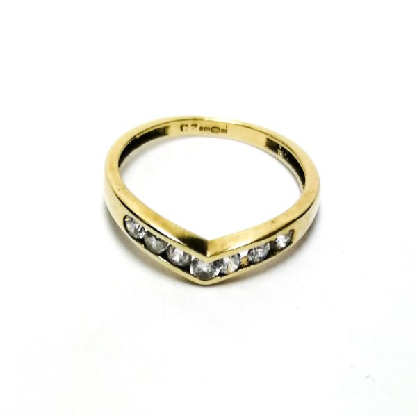 9ct Gold CZ Wishbone Ring