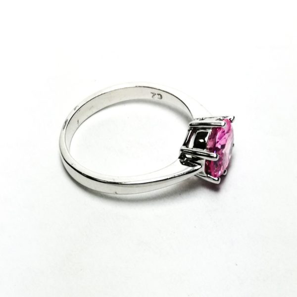 9ct White Gold Pink CZ Solitaire Ring