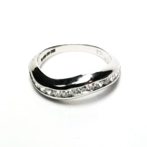 9ct White Gold CZ Curved Eternity Ring