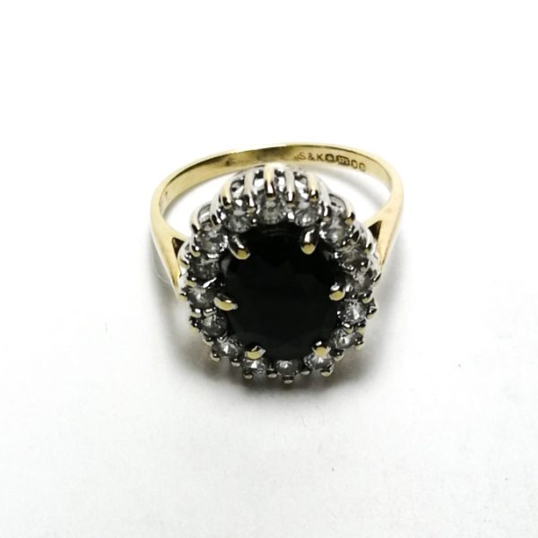 9ct Gold Sapphire/CZ Cluster Ring (1988)