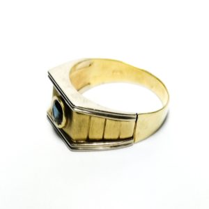 14ct Two Tone Gold Sapphire Signet Ring
