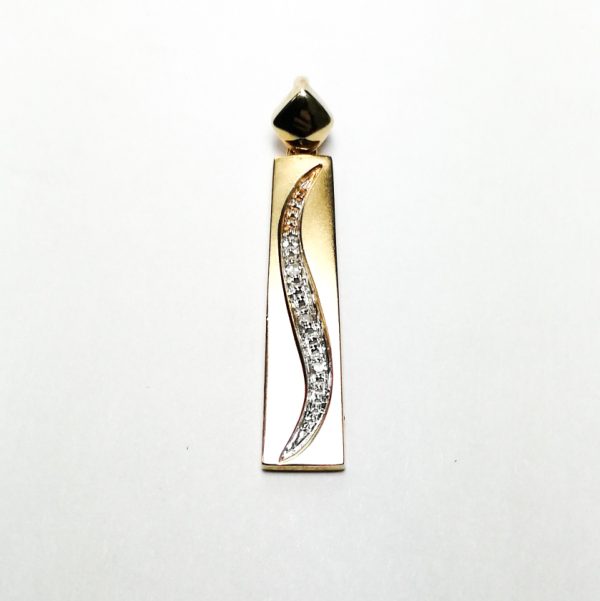9ct Gold Diamond Bar Drop Pendant