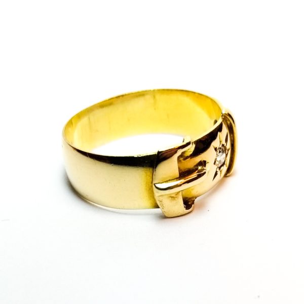 Edwardian 18ct Gold Diamond Buckle Ring