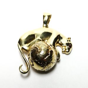 14ct Gold Panther on Spinning Globe Pendant