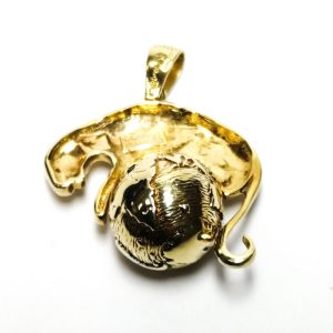 14ct Gold Panther on Spinning Globe Pendant