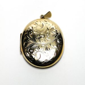 9ct Gold Patterned Oval Locket (1977)