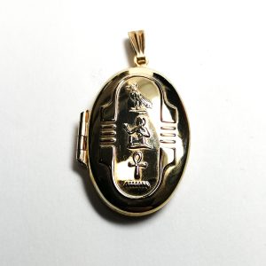 9ct Gold Hieroglyphic Oval Locket
