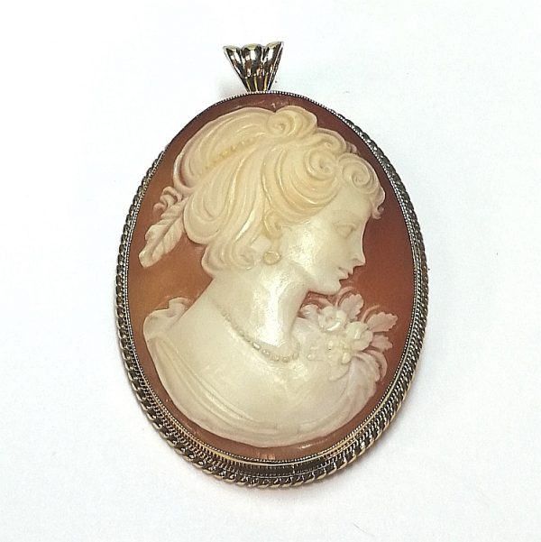 9ct Gold Shell Cameo Brooch/Pendant (1984)