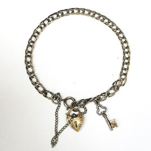 9ct Gold Curb & Padlock Bracelet With 21 Key Charm