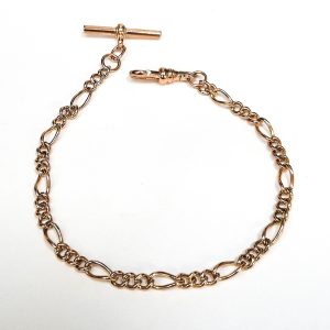 9ct Rose Gold Figaro With T-bar & Swivel Clasp