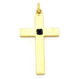 18ct Gold Sapphire Cross Pendant