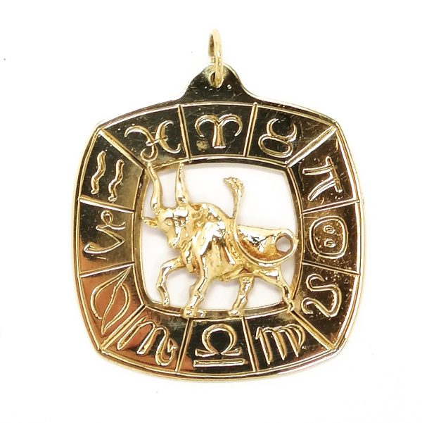 9ct Gold Vintage Taurus Zodiac Pendant