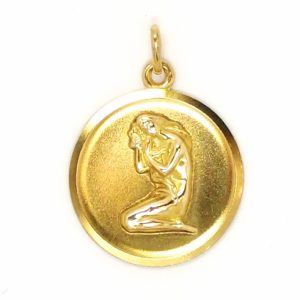 9ct Gold Round Zodiac Virgo Pendant