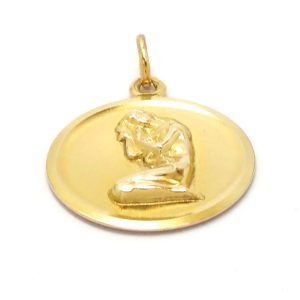9ct Gold Round Zodiac Virgo Pendant