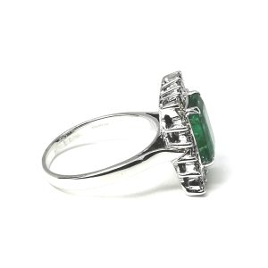 18ct Emerald and Diamond Rectangle Cluster