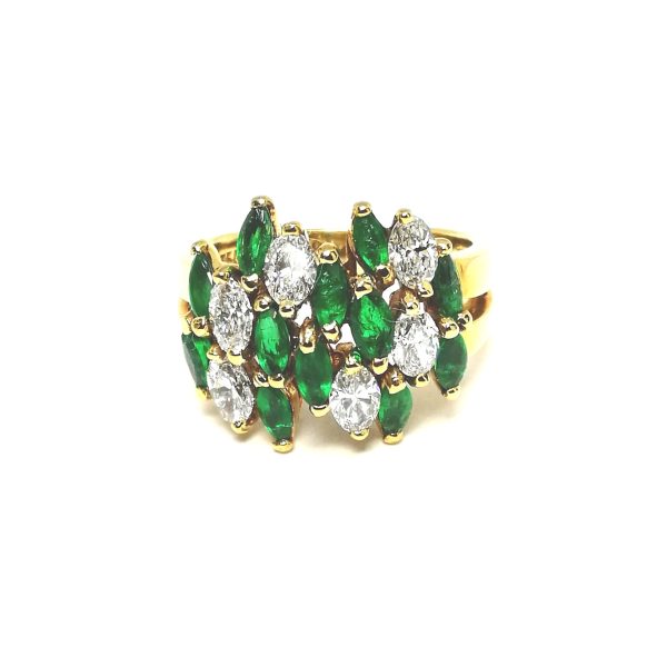 18ct Emerald and Diamond Dress Ring