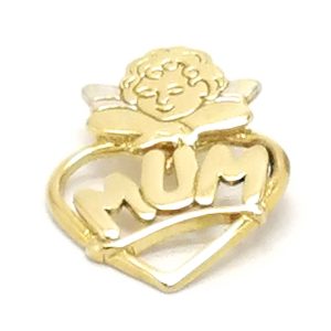 9ct Gold Mum Heart Angel Pendant