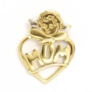 9ct Gold Mum Heart Angel Pendant