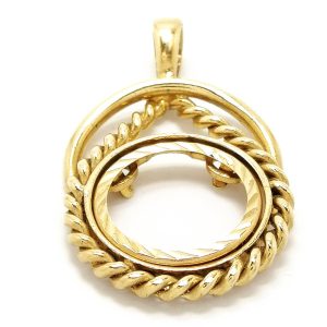 9ct Gold Fancy 1/10th Krugerrand Coin Pendant Mount