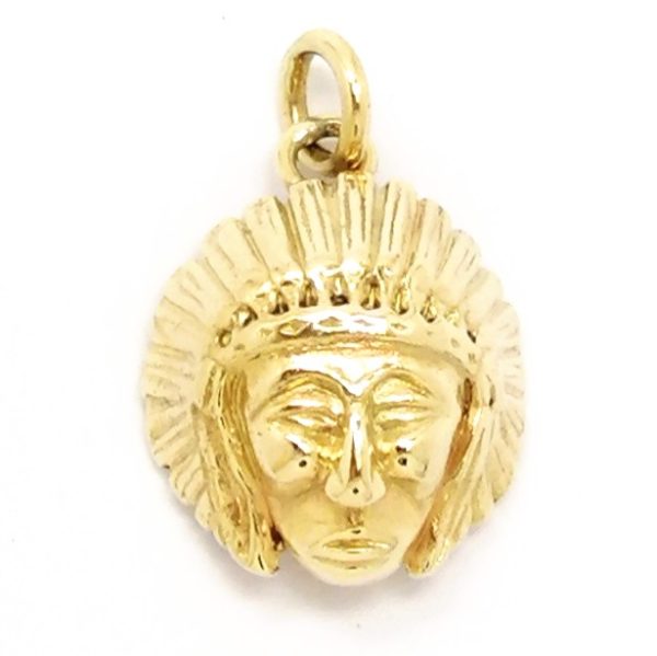 9ct Gold Indian Chief Pendant
