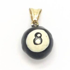 9ct Gold Black & White Enamel 8 Ball Charm