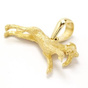 9ct Gold Solid Lurcher Dog With Rabbit Pendant