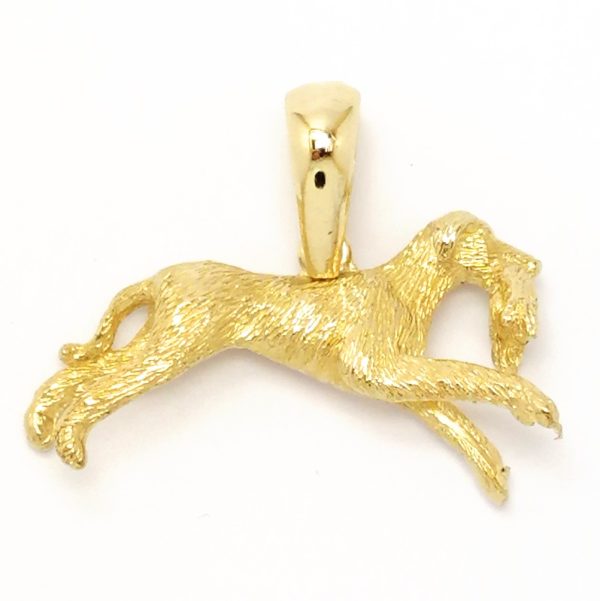 9ct Gold Solid Lurcher Dog With Rabbit Pendant