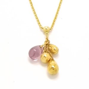 9ct Gold Amethyst Tear Drop Pendant With Chain