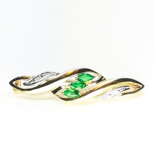 9ct Gold And Emerald Brooch