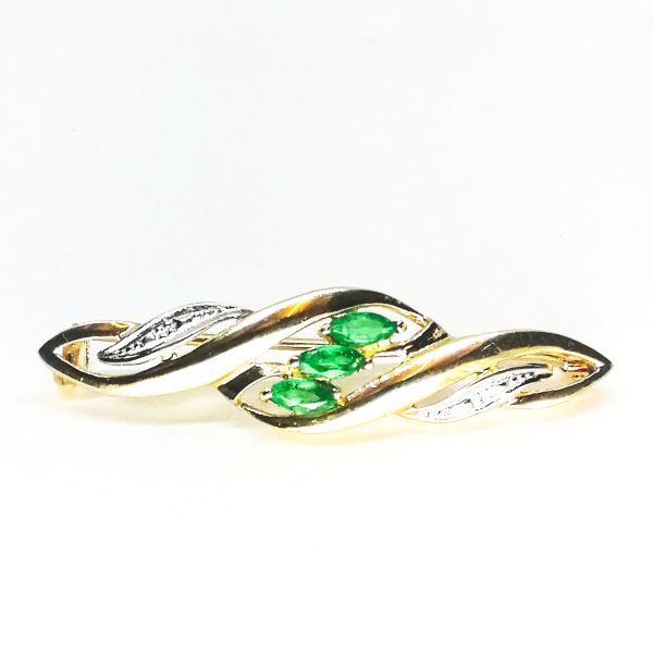 9ct Gold And Emerald Brooch