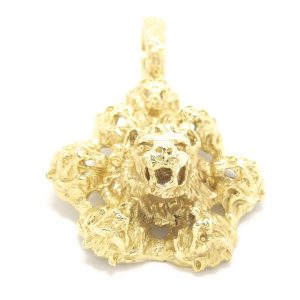 9ct Gold Lion Heads Pendant 54.9g