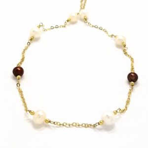 9ct Gold Cultured Brown & Cream Pearl Necklet