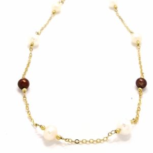 9ct Gold Cultured Brown & Cream Pearl Necklet