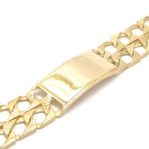 9ct Gold Child's Patterned Double Curb ID Bracelet