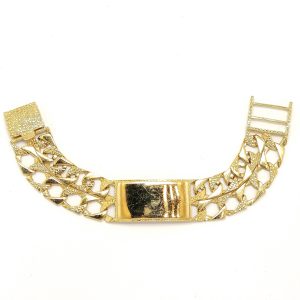 9ct Gold Child's Patterned Double Curb ID Bracelet